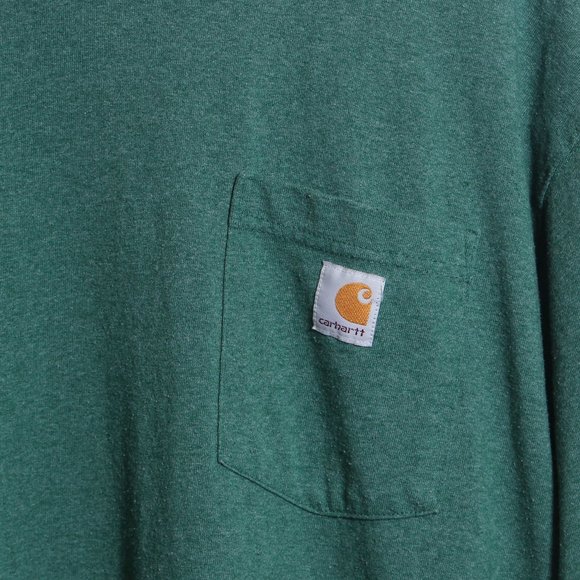 Carhartt Shirt Men 2XL Green Loose Fit Pocket Tee w/ Hole - Picture 6 of 8